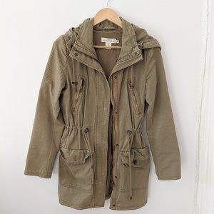 Military Green Hooded Parka Utility Jacket